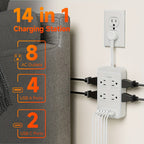 Power Strip Outlet Extender Surge Protector 8 AC Outlets 6 USB Charging Ports 4 USB-A 2 USB-C for an Everyday Personal Care Routine