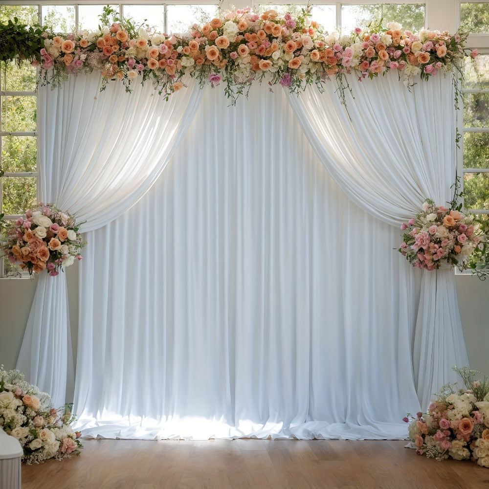 White Black Duo Backdrop Curtains 2 Pack 5x10Ft Wrinkle-Resistant Photo Background Fabric for Wedding, Birthday, Christmas