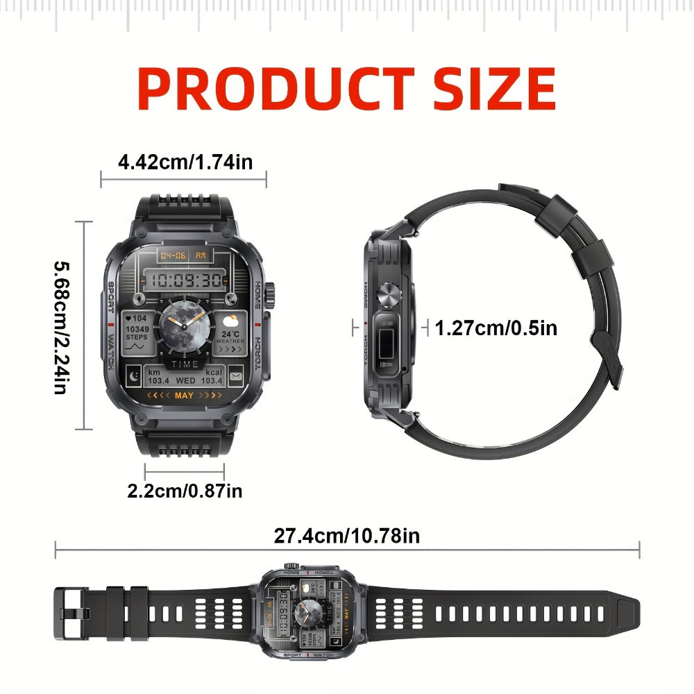 Flashlight Compass Outdoor Smartwatch for Men 100+ Sport Modes Sleep Monitor Pedometer Calorie Tracker for a Home Lash Beauty Routine