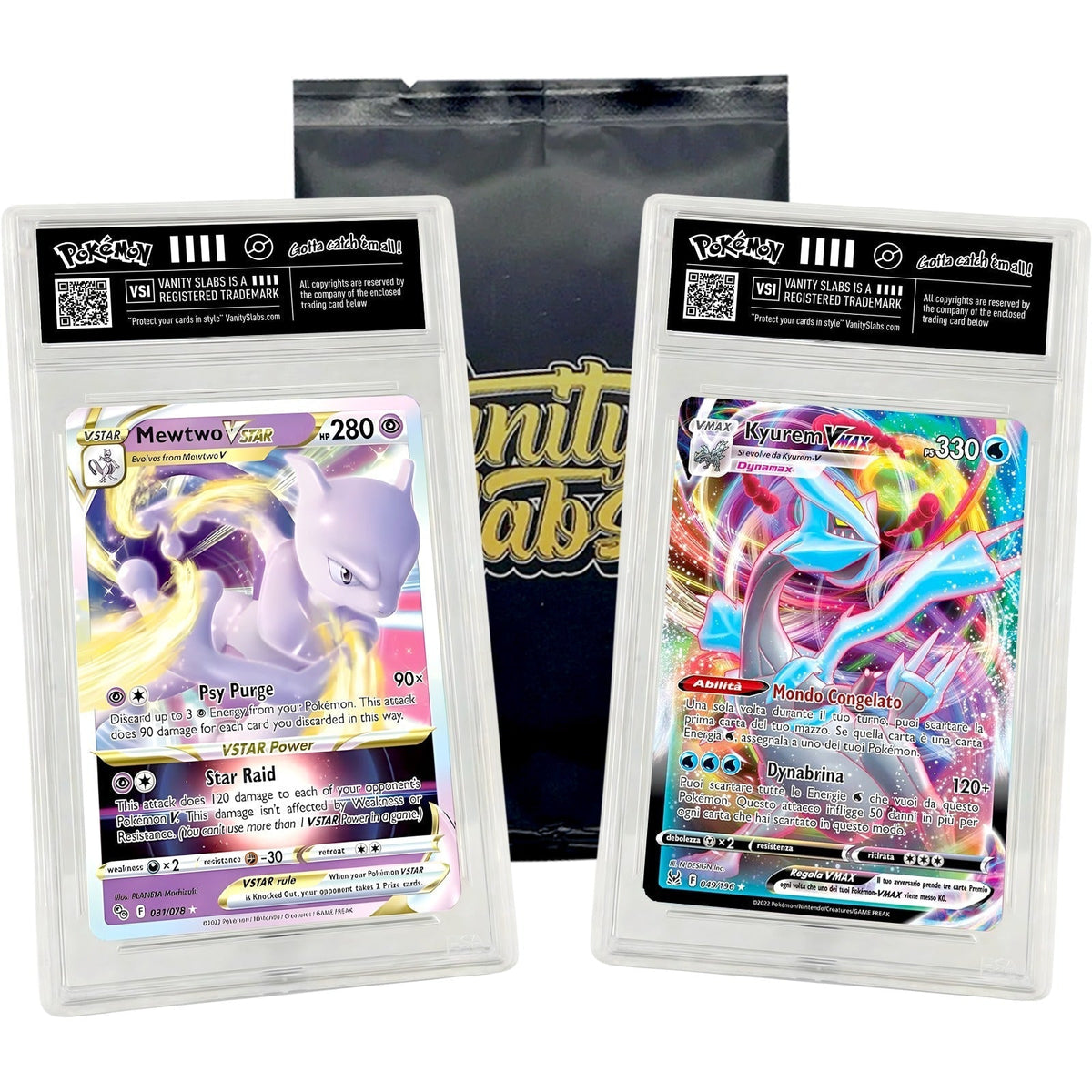 Pokemon Double Hit Slab Set, 2x Ultra or Double Rare Cards Sealed in Vanity Slabs Display Cases