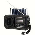 Retro FM Radio Speaker with Solar Panel, Bluetooth, USB and TF Card Playback in Black or Brown