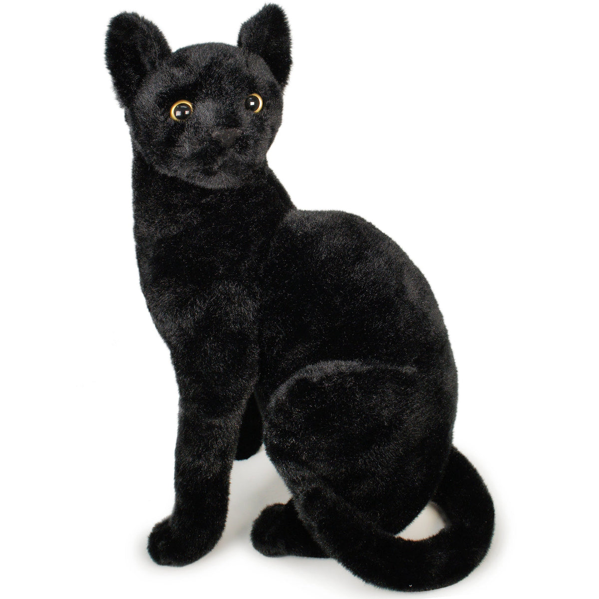 Plush Toy Boone Black Cat 13-Inch Sitting Kitty with Green Eyes for Shelf or Room Display for Character Display, Room Decor and Gift