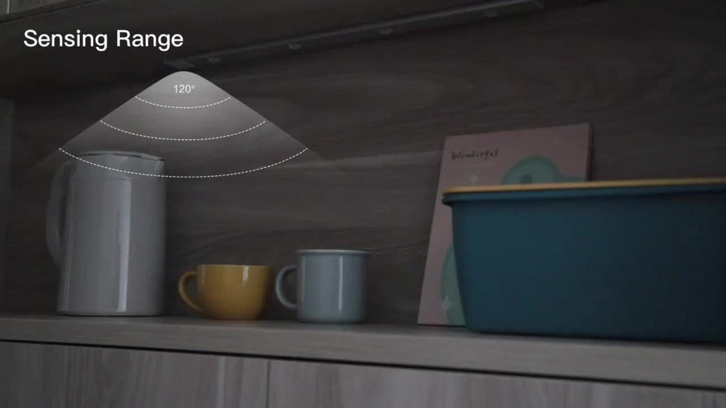 LED Sensor Strip Light USB Rechargeable – 3-Color Dimmable Motion Sensing Wireless Night Light for Kitchen, Wardrobe, Cabinet