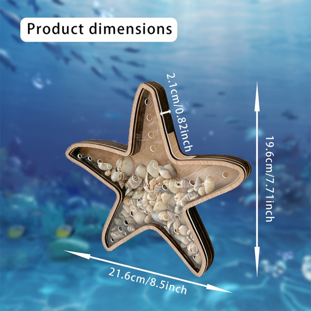 Wooden Starfish Tray – Ocean-Themed Organizer Dish for Desk & Dresser, Display Crystals Shells Agates, Nautical Home Decor