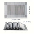PVC Placemats Set of 6 Heat Resistant Non-Slip Washable Table Mats for Kitchen Dining Table, Easy Clean Vinyl Dinner Mats 11.8x17.7 Inch