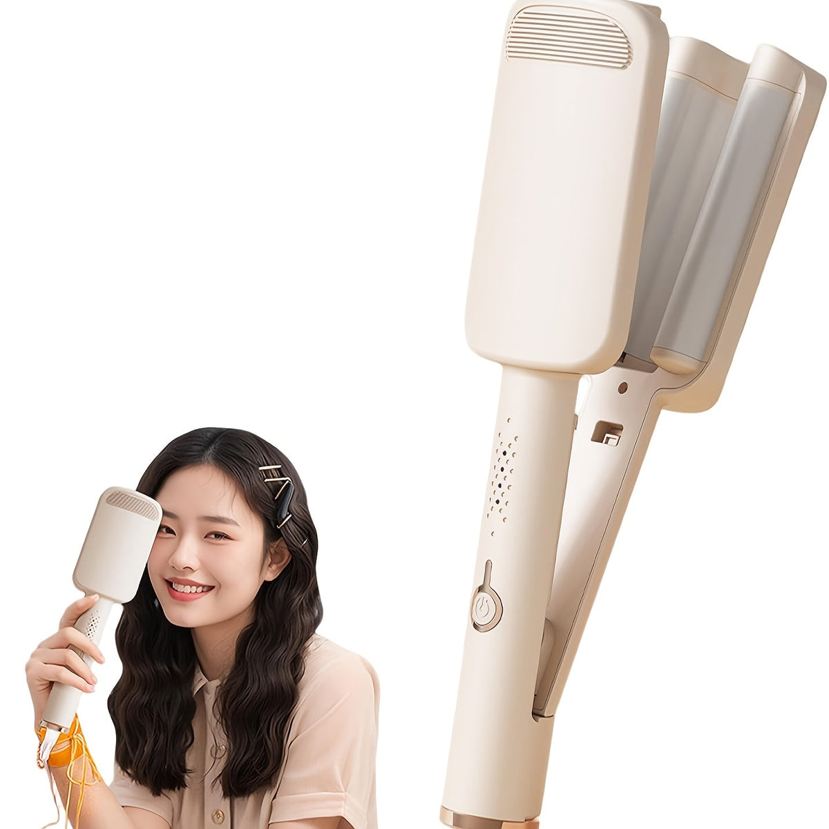 Hair Curling Iron 1.25 Inch - Beach Wave Curling Wand with Dual Voltage, Deep Wave Barrel, Anti-Frizz Ceramic Coating