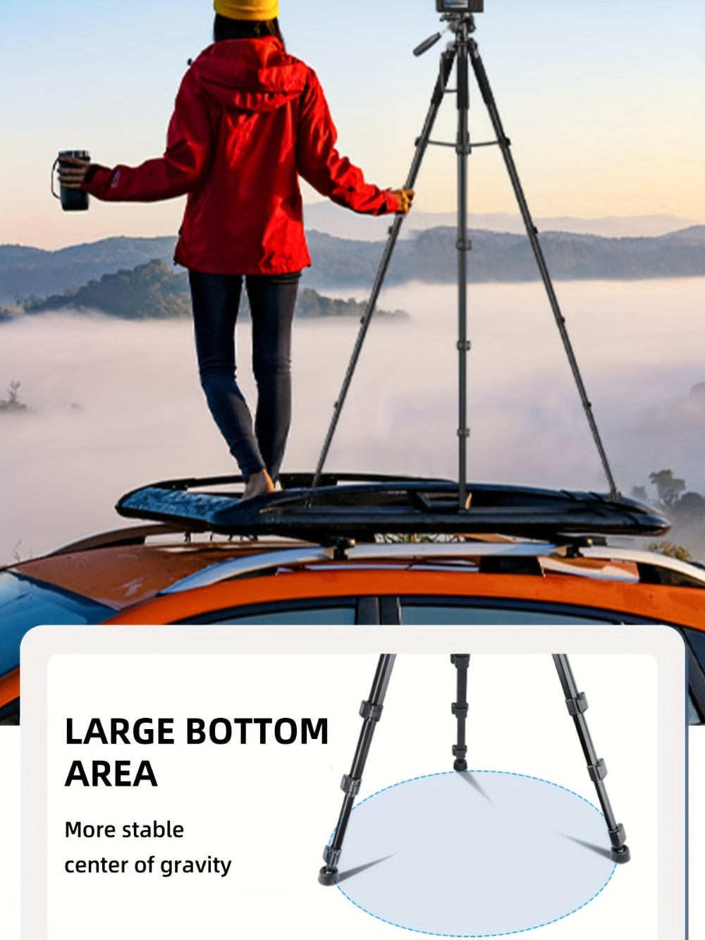 Aluminum Tripod 74 Inch Red 3-Section, ALEiMON 188cm Adjustable Camera Stand with Tote Bag for DSLR