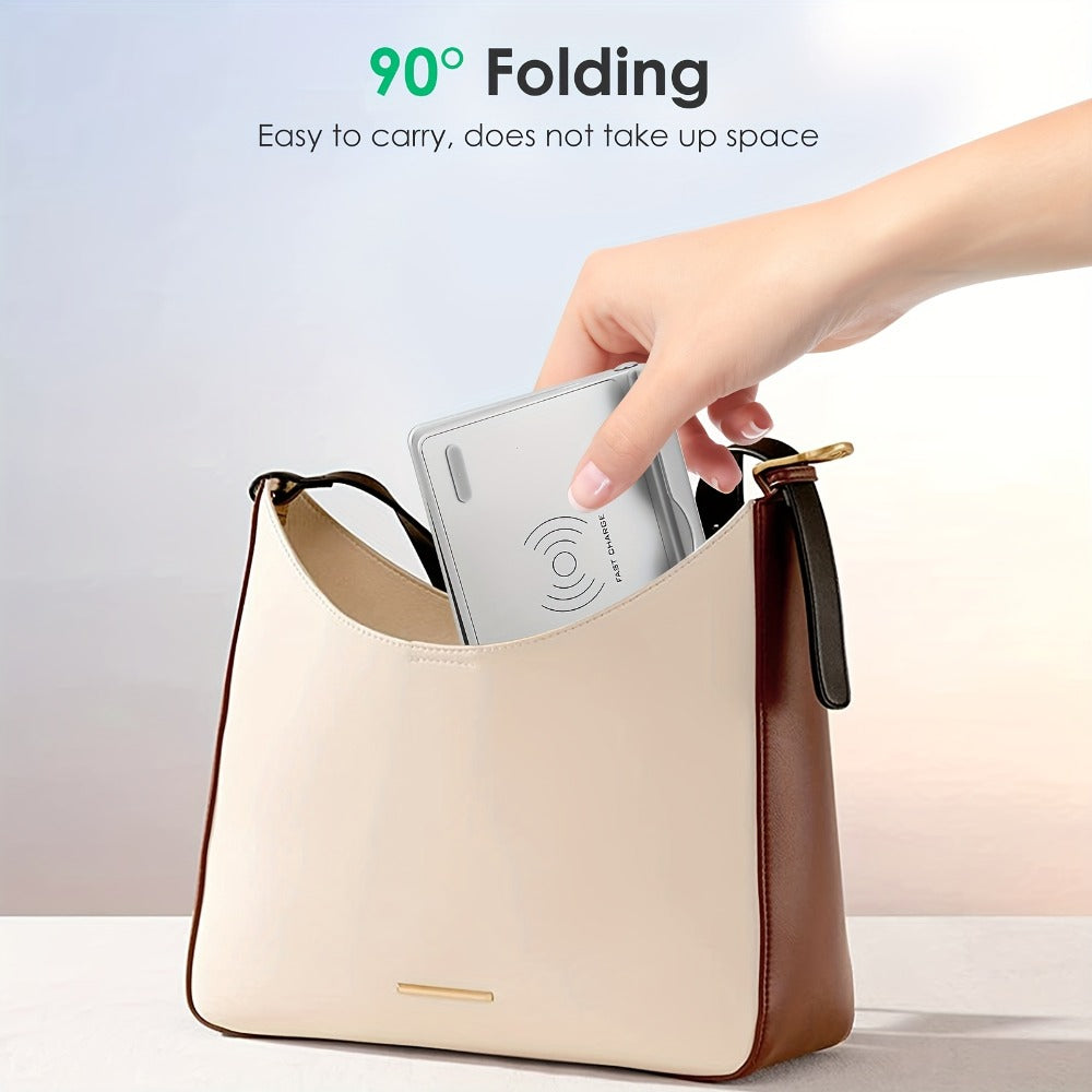 Silvery 360-Degree Rotating Wireless Charging Stand with Micro-USB and USB-C Input Port Design
