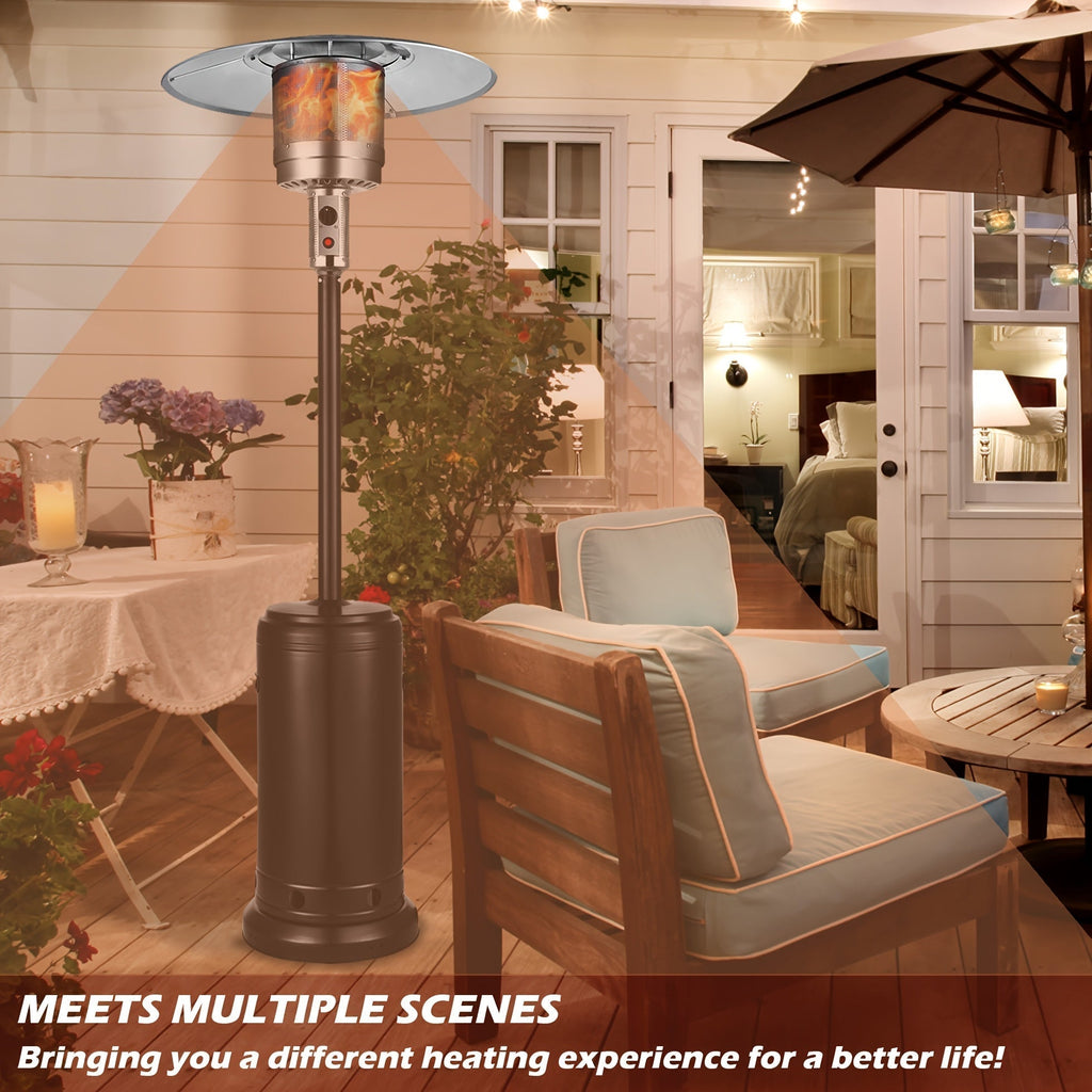 Propane Patio Heater 47000 BTU Outdoor Standing Heater with Wheels, 18-Foot Heating Radius, Fast Heat in 1 Min