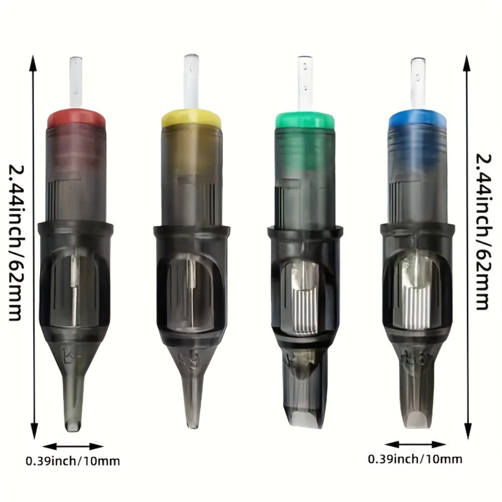 Round Liner Tattoo Cartridge Needles 50pcs Assorted - #10 Bugpin & #12 Standard 3RL 5RL for Temporary Body Art, Festivals and Costumes