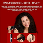 Compact Rechargeable Straightening Brush in Black or White with Display, Comb and USB Cable