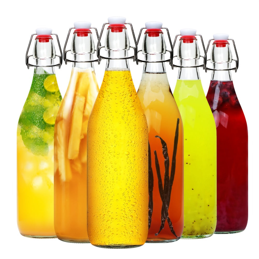 Flip Top Glass Bottles with Stopper 16oz, Airtight Swing Top Bottle for Kombucha, Juice, Vinegar