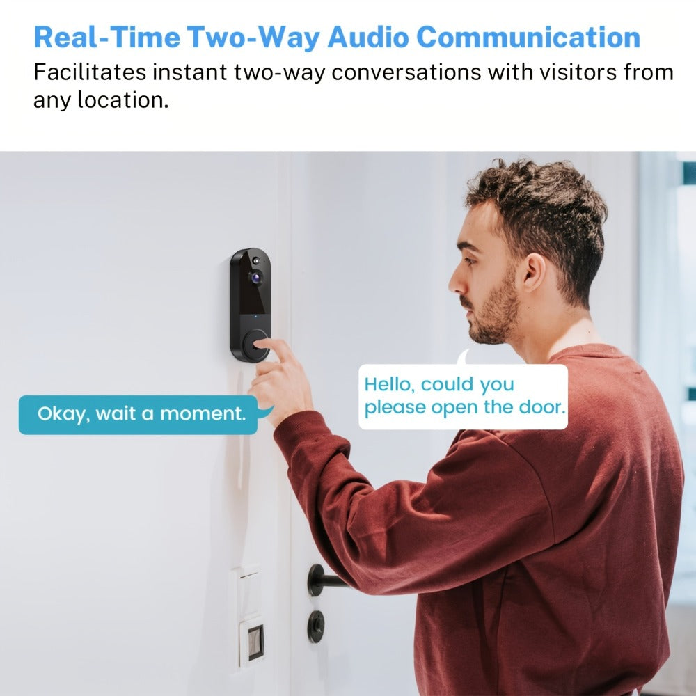 Video Doorbell 2K Wireless Camera with Night Vision, Two-Way Audio, Rechargeable Power and Local Storage Support