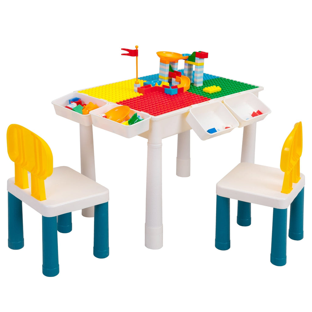 7-in-1 Kids Activity Table Set with Two Chairs Included for Kids' Room