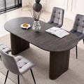 Rounded-Rectangle Dining Table, 70.8-Inch Top with Five Black, Brown, Natural and Curved Options