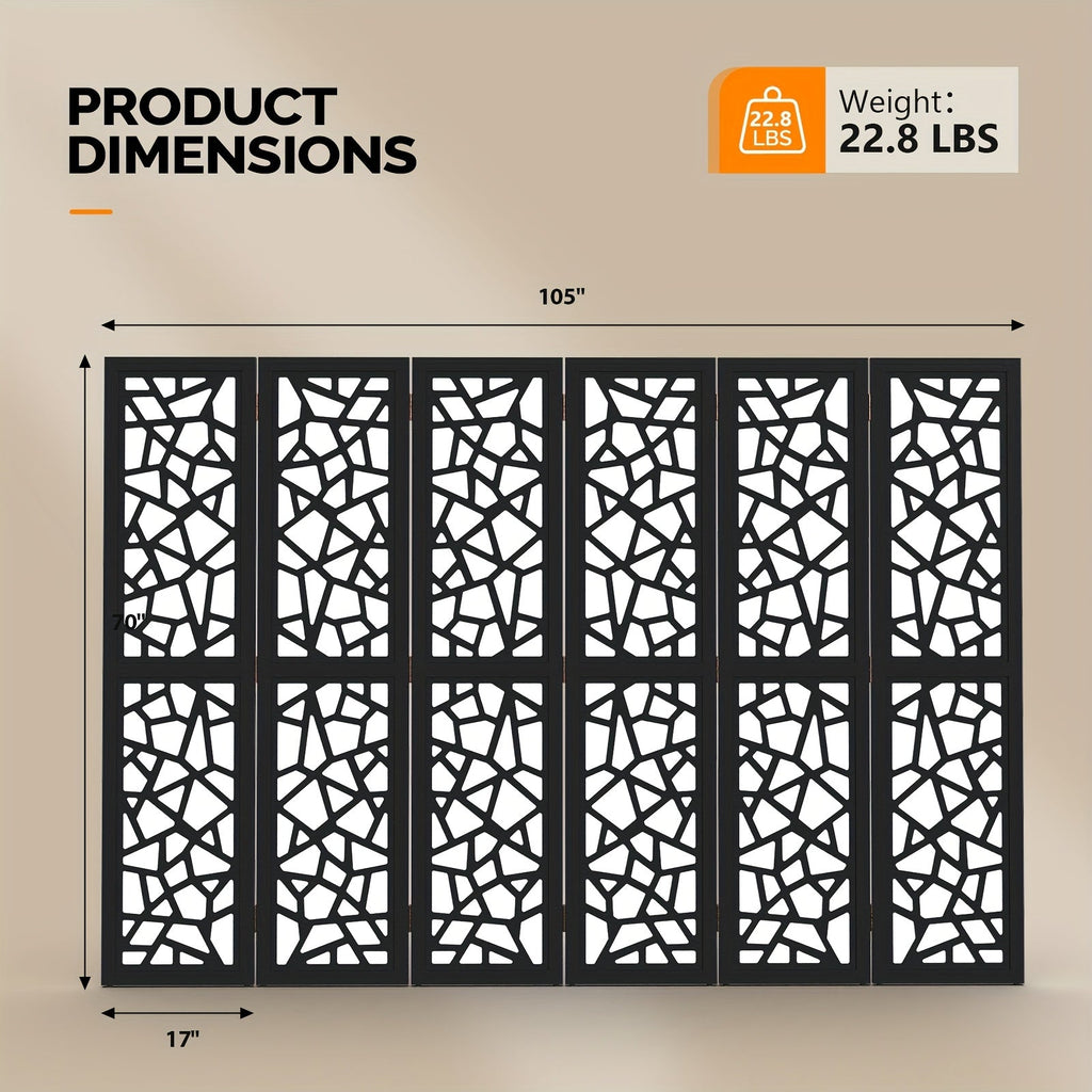 Room Divider shown in the Black, 6 Panel option