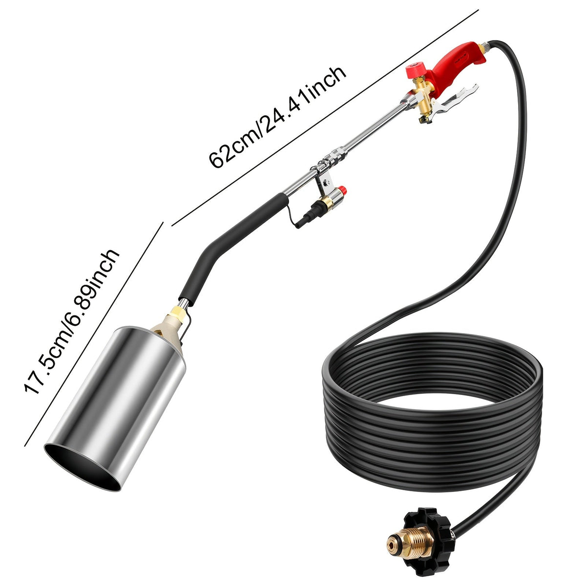 Weed Burner Torch Propane with 10ft Hose & Turbine Trigger, High-Output Flame Weeder with Cylinder Converter for Garden Weeding