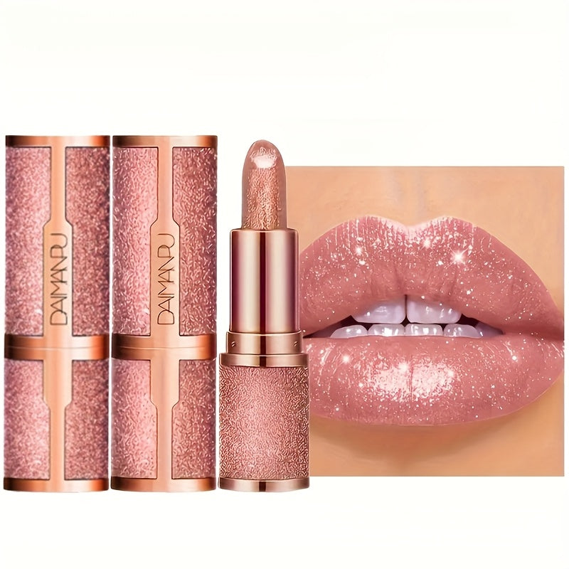 Shimmer Lipstick Set 2 Piece, Starry Sky High Gloss Waterproof Lip Color, Durable Glossy Shiny Lips Makeup for Women
