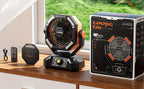 Camping Fan Battery Powered 20000mAh, Dual Motor 8-Speed Portable Tent Fan with Remote Control, 4 LED Lanterns and Hanging Hook