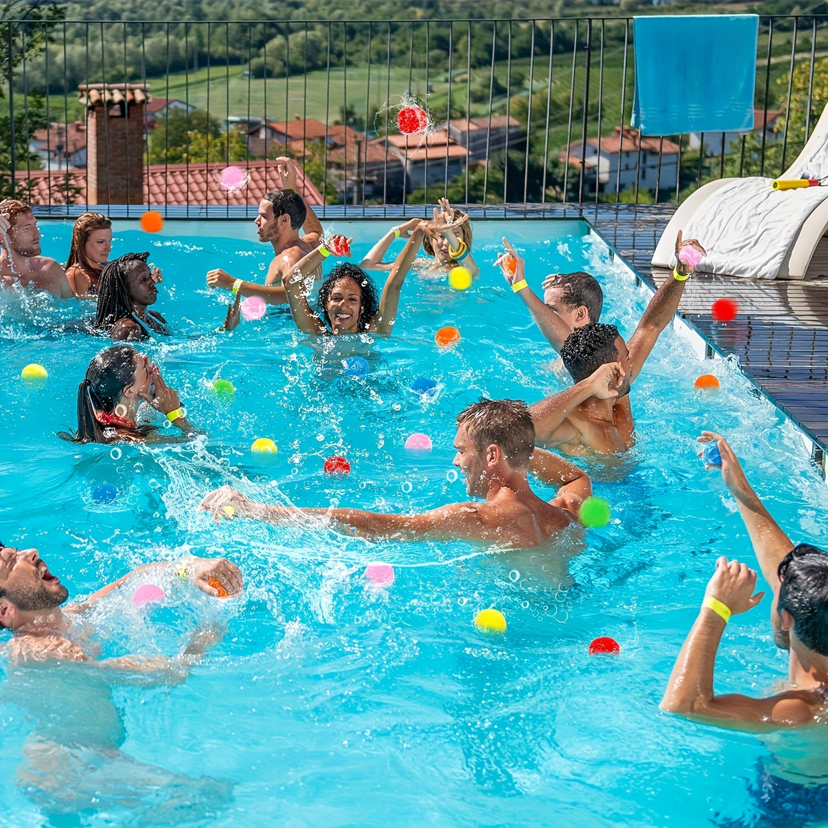 Reusable Water Balloons 36 Pack with Sponge Balls – No-Tie Refillable Water Bomb Set for Pool Party, Backyard Summer Fun & Kids Outdoor