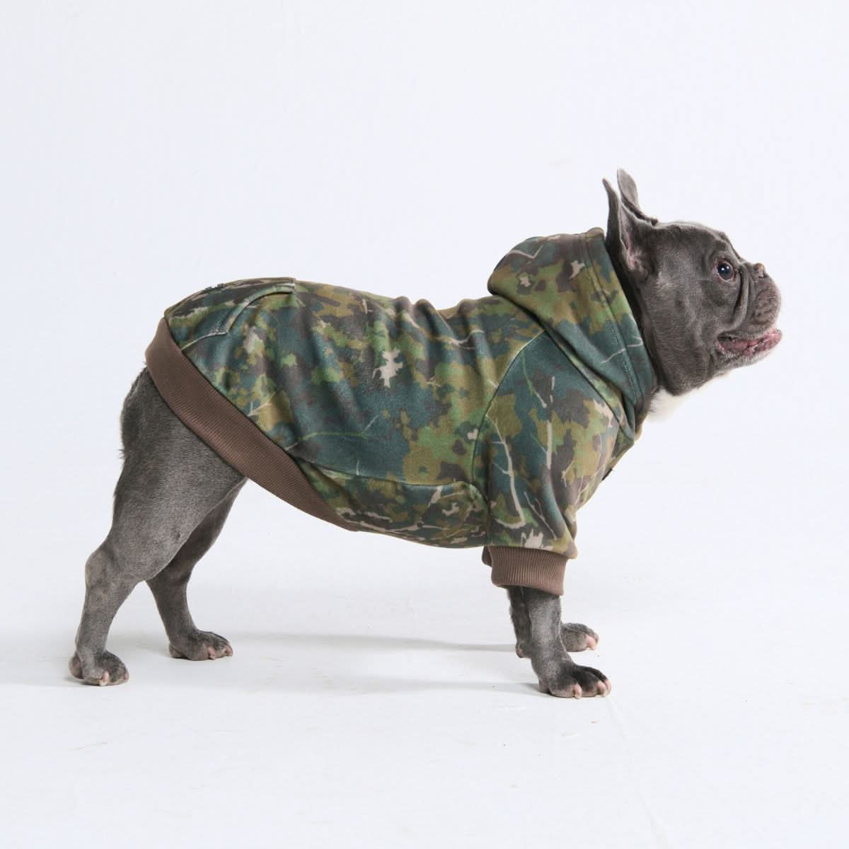 Stretch Fleece Camo Dog Hoodie Wood Moss Hoodie / S