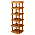 Shoe Rack Bamboo Vertical Organizer with 6-Tier or 9-Tier Brown Wood-Grain Freestanding Options
