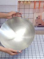Stainless Steel Wok & Frying Pan, Non-Stick Cooking Surface, Handle, Compatible with Gas, Induction & Electric Stovetops