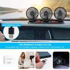 USB 3-Head Desk Fan Quiet Operation Adjustable Speed Powerful Efficient Cooling for Home for Home, Office and Desktop Air Circulation