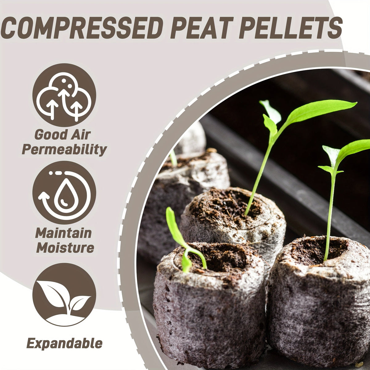 Peat Pellets Seed Starter 35mm Compressed | 50/100pcs Expandable Coir Discs for Seedlings Vegetables Flowers Herbs | Indoor Outdoor Seed