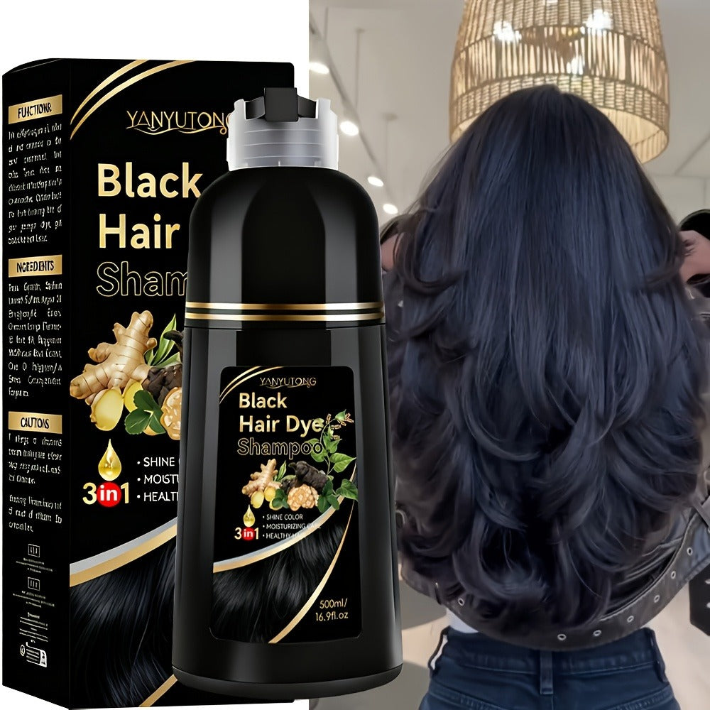 Hair Dye Shampoo, YANYUTONG 500ml Bottle with Black, Brown, Chestnut Brown and Red Shade Options