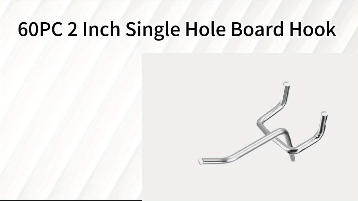 Pegboard Hooks 60pcs Stainless Steel 2 Inch Single Hole – 1-Inch Spacing Board Hooks for Tool Organization in Garage Workshop Warehouse