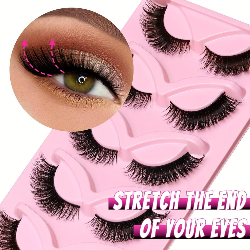 Cat-Eye False Eyelashes Bulk Bundle with Six Packs of 30 Pairs in Stacked Pink Storage Trays