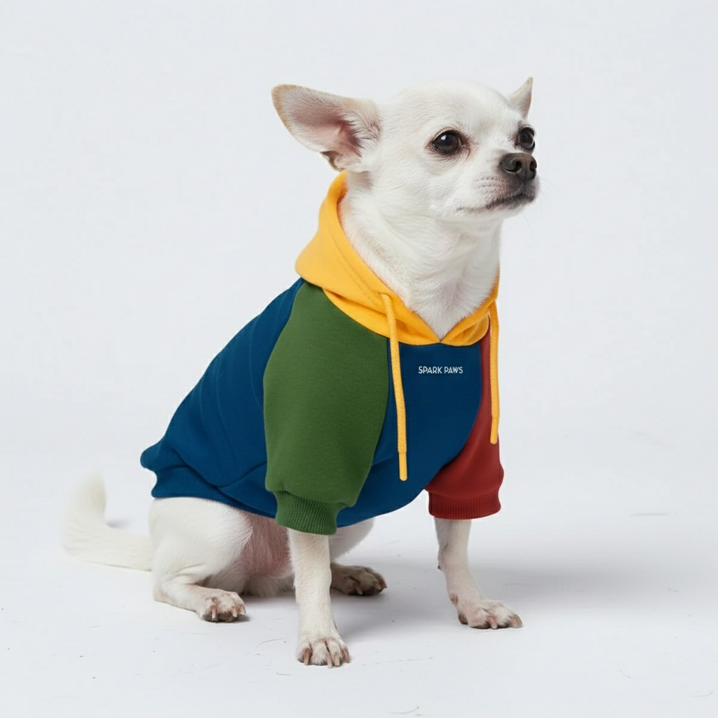 Stretch Fleece Color Block Dog Hoodie, S
