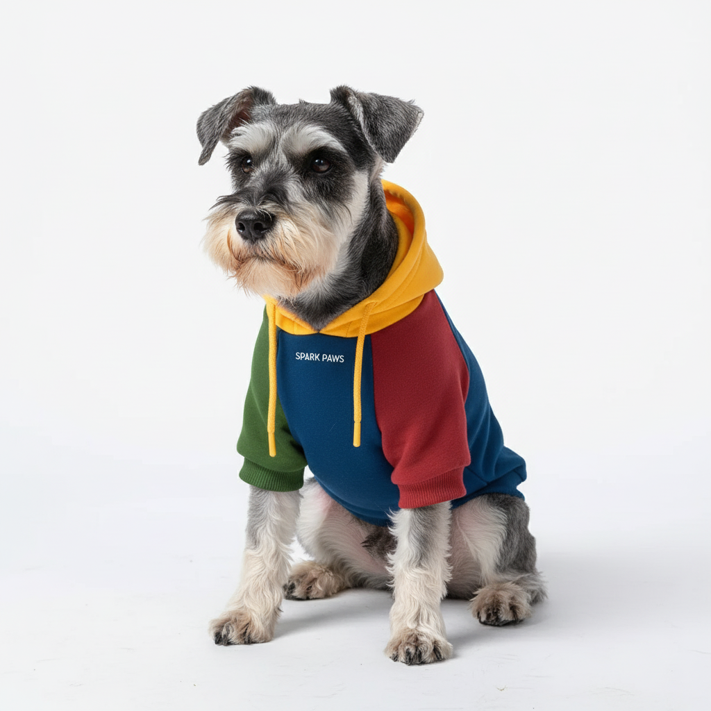 Stretch Fleece Color Block Dog Hoodie, M