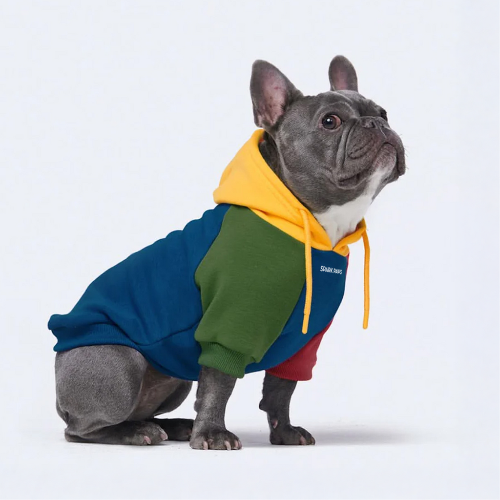 Stretch Fleece Color Block Dog Hoodie, L