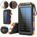 Power Bank Solar 38800mAh with QC3.0, USB-C, Dual USB Outputs, LED Flashlight and Compass for Outdoor Use
