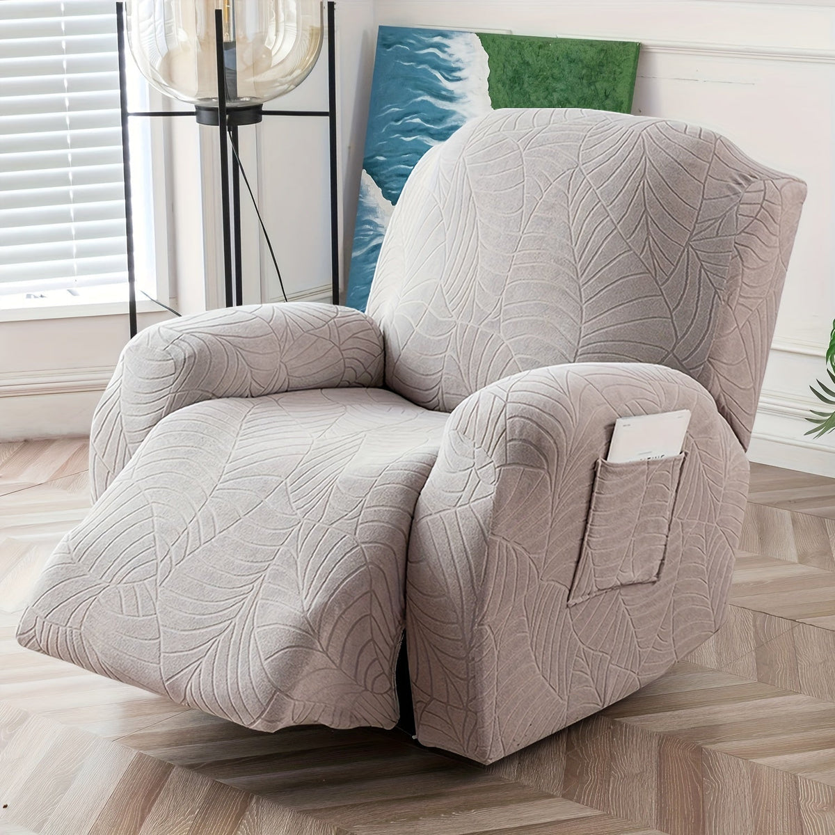 Sofa Cover Big-Leaf Jacquard High-Stretch Recliner Slipcover for 1, 2 or 3 Seats and Console Loveseats
