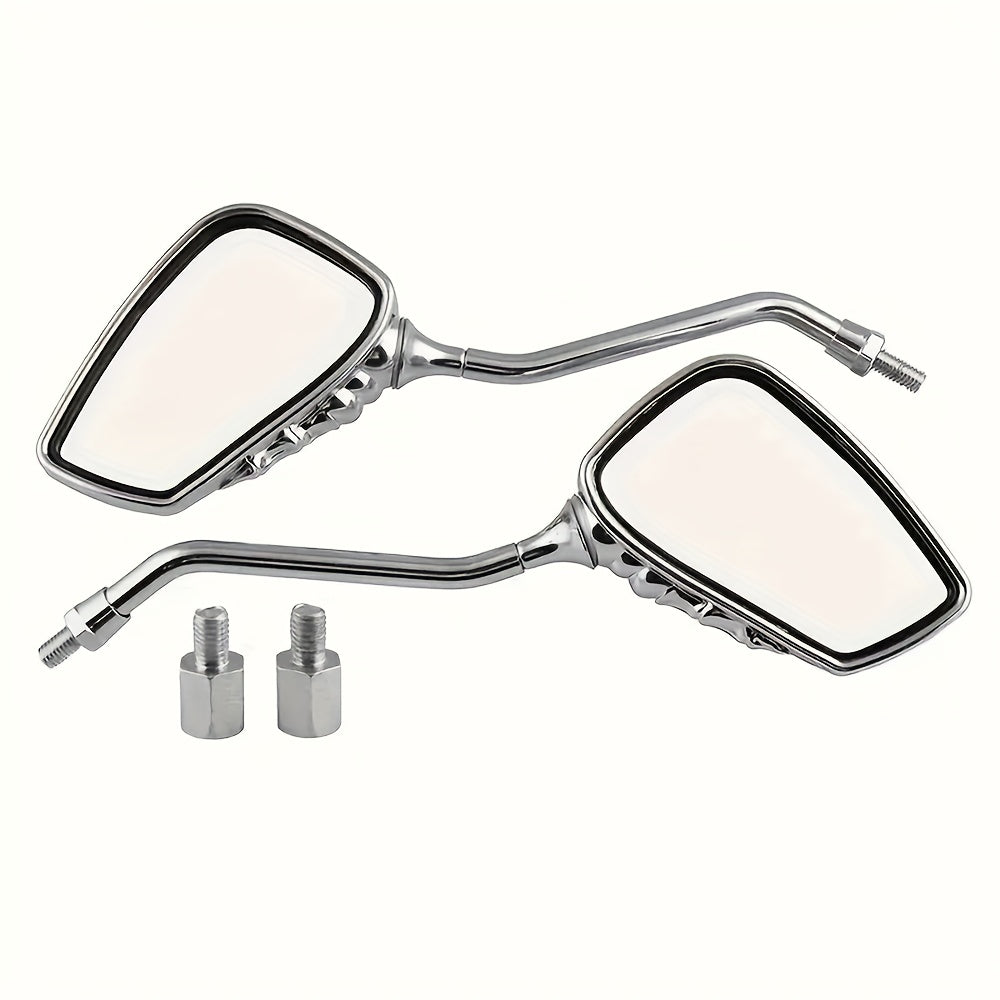 Skull Hand Motorcycle Rearview Mirrors Universal Fit Flat Rectangular Claw Grip Design for Chopper Cruiser Bobber Cafe Racer Bike Side