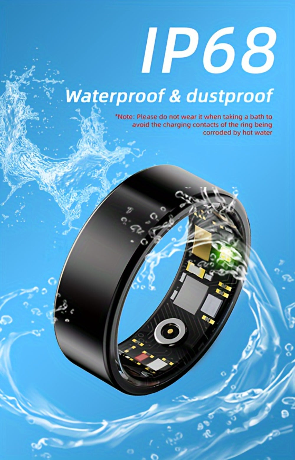 Health Monitoring Smart Ring with Heart Rate HRV Sleep Tracking, Steps Calories Body Temp & Menstrual Cycle – Bluetooth 5.3, iOS & Android