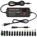 Adjustable 3–24V AC/DC Power Adapter with 72W Label, LCD Readout, Knob Control and Connector Set