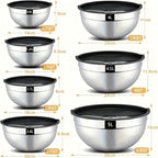 Stainless Steel Mixing Bowls with Airtight Lids Set of 14 Seven Nesting Bowls 0.7 to 4.5QT for Home Cooking, Dining and Outdoor Meals