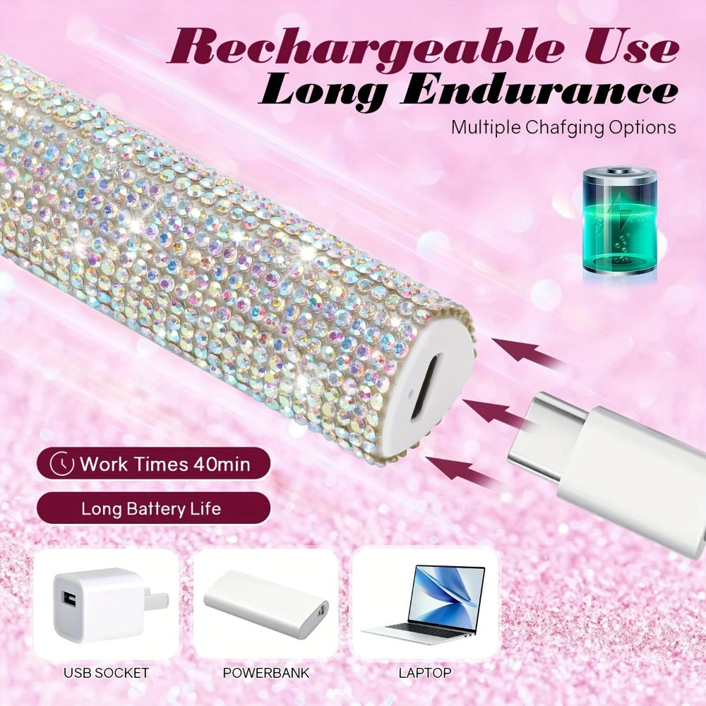 Rechargeable Single Finger LED Nail Lamp UV Gel Curing Light 365nm 405nm Dual Wavelength Rhinestone