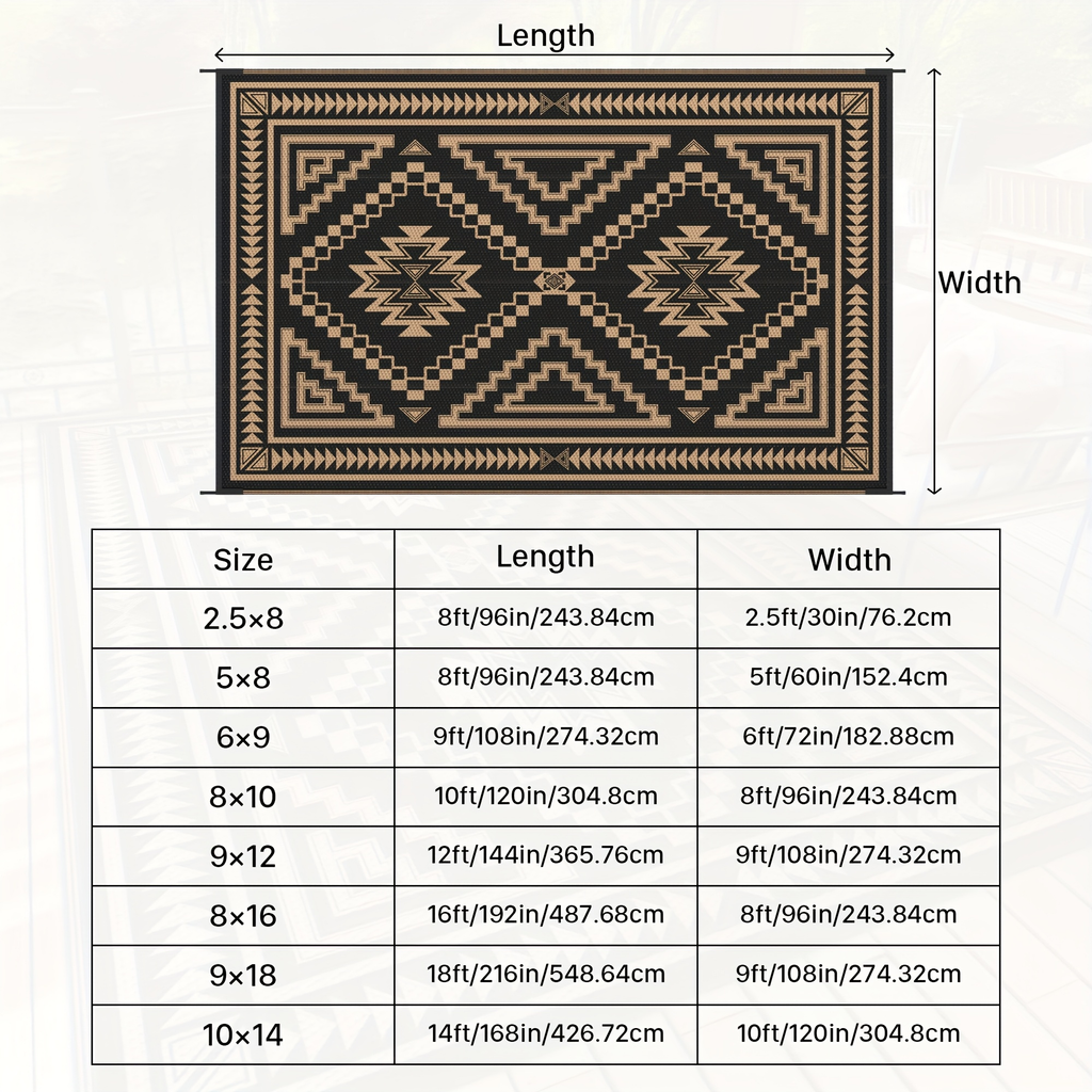 Outdoor Reversible Plastic Straw Rug for Patio Deck RV Camping – Waterproof UV-Resistant Lightweight Mat, Multiple Sizes & Colors