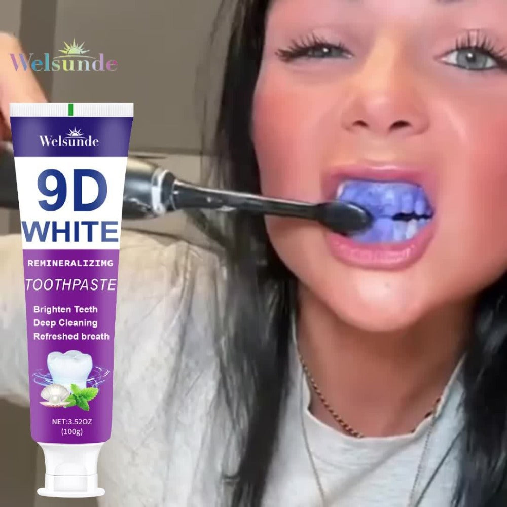 Whitening Toothpaste 4-Pack – 9D White Alcohol-Free Formula, Thorough Deep Cleaning & Brighter Smile, Refreshing Mint Breath