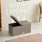 Storage Ottoman with Flip Top Lid, Foldable Faux Leather Chest Stool, 30" Wide Extra Seating & Blanket Storage for Entryway