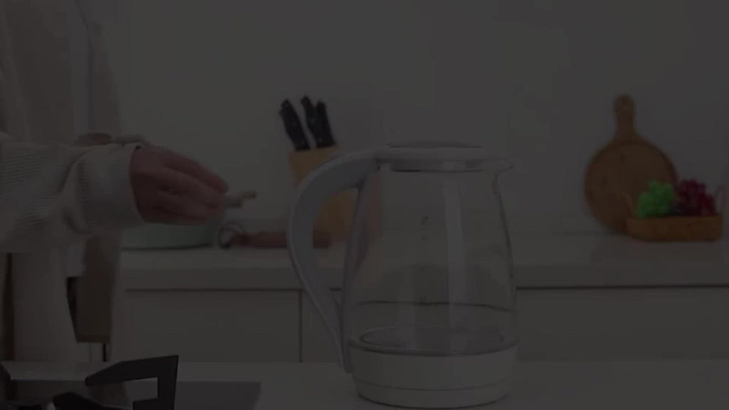 Electric Kettle 1.7L 1200W Borosilicate Glass with Blue LED, Auto Shut-Off and Cordless Base