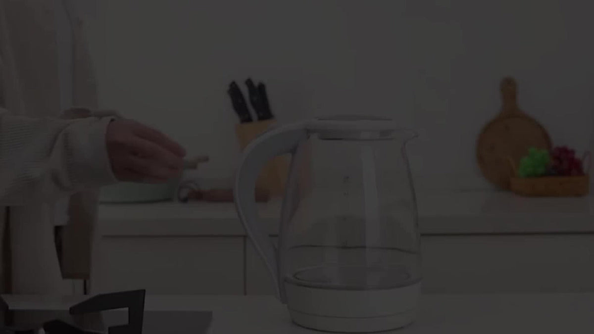 Electric Kettle 1.7L 1200W Borosilicate Glass with Blue LED, Auto Shut-Off and Cordless Base