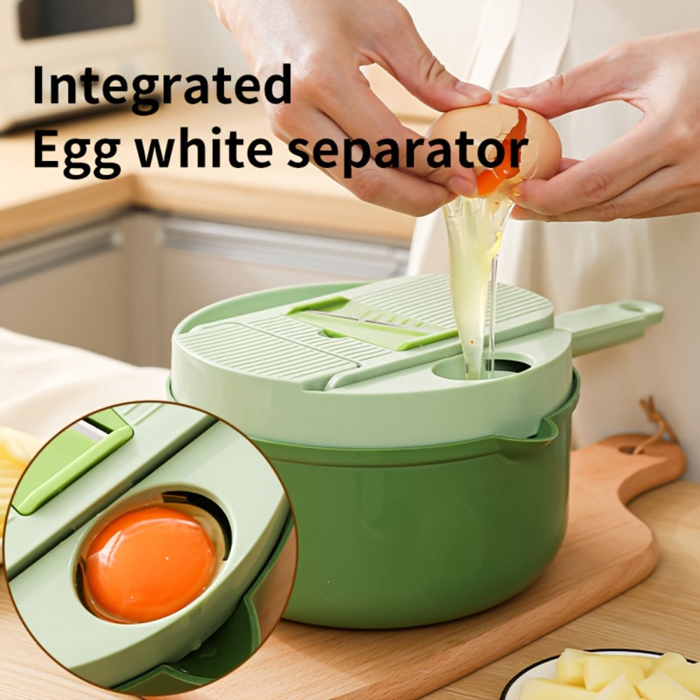 Vegetable Chopper 16-in-1 Manual Food Processor with Container, Onion Dicer, Potato Slicer, Garlic Mincer