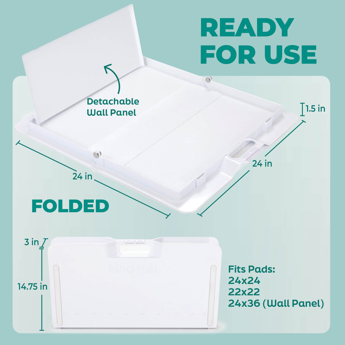 KindTail Pee PAWD® dog potty training pee pad holder on a clean surface, designed for easy training and clean-up.
