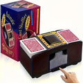 Automatic Playing Card Shuffler for 2, 4 or 6 Decks with One-Button Battery Operation and Transparent Card Chambers